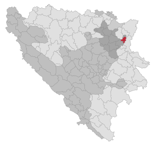 Lage der Gemeinde Sapna in Bosnien und Herzegowina (anklickbare Karte)