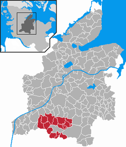 Map of Rendsburg-Eckernförde highlighting Hohenwestedt-Land