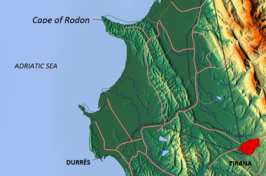 Topografische kaart van de Kaap van Rodon