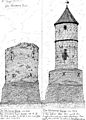 Der Steinerne Turm vor und nach seiner Umgestaltung.
