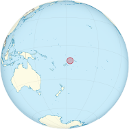 Map of globe focused on the Pacific Ocean, with a red circle showing where Wallis and Futuna is located