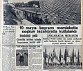 20 Mayıs 1937 tarihli Cumhuriyet gazetesinde 19 Mayıs Bayramı.