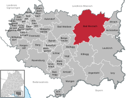 Elhelyezkedése Baden-Württemberg térképén