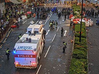 The police, for the first time, deployed two specialised crowd management vehicles equipped with water cannon.