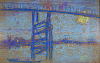 Nocturene-Battersea Köprüsü, pastel boya eskizi. Whistler, 1872