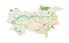 Mapa konturowa gminy Jastków, w centrum znajduje się punkt z opisem „Sieprawice”