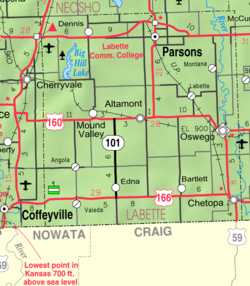 KDOT map of Labette County (legend)