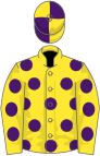 YELLOW, purple spots, quartered cap