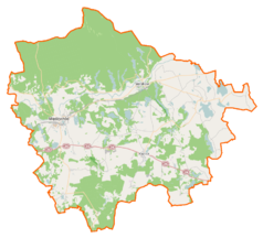 Mapa konturowa powiatu międzychodzkiego, w centrum znajduje się punkt z opisem „Kurnatowice”