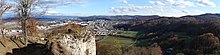 Vordere Ruine Wartenberg, Muttenz, Panorama Aussicht nach Osten, Pratteln