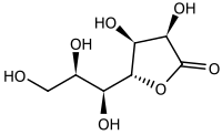 Structuurformule van D-1,4-heptonolacton