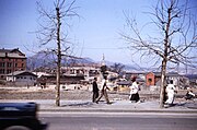 The church can be seen in the background, center of this picture (1953)