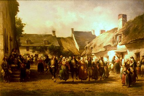 "Une noce en Bretagne". This 1863 work, held in the Quimper Musée des beaux-arts, depicts a wedding.