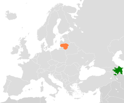 Map indicating locations of Azerbaijan and Lithuania