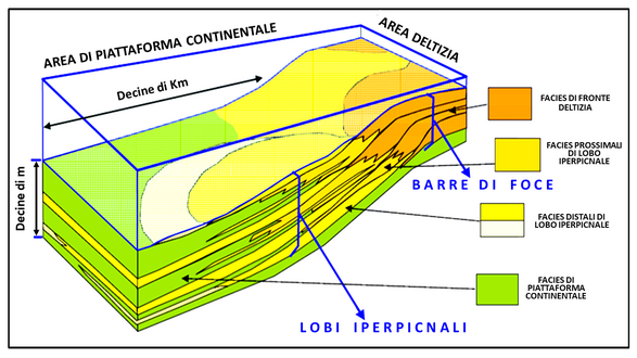 Modello generale di facies di lobo iperpicnale.