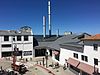 Haupteingang des Monterey Bay Aquariums and the smokestacks on its roof resemble the former Hovden Cannery that it replaced