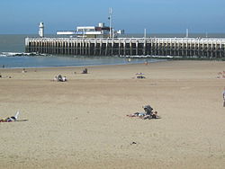 The beach at the pier.