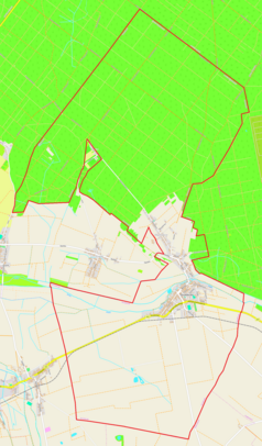 Mapa konturowa Strzeleczek, blisko centrum na prawo znajduje się punkt z opisem „Zbychowice”