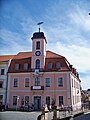 Rathaus in Ecklage, mit Nebengebäude im Hof (ehemaliges Stadtgefängnis)