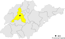 Location of Jinan City within Shandong