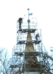 Schinkelkirche Glienicke, aus der Restaurierungsphase, Spitzdach des Dachreiters, 2008