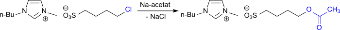 Exchange reactions involving chlorbutylsulfonate-ILs