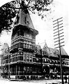 The Baltimore and Potomac Railroad station at the corner of 6th Street & Constitution Avenue in Washington shortly before the station's demolition in 1908