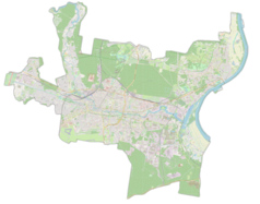 Mapa konturowa Bydgoszczy, w centrum znajduje się punkt z opisem „Park Jana Kochanowskiego”