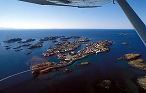 Henningsvær aus der Vogelperspektive