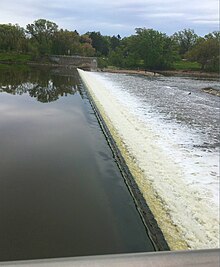 Montgomery Dam located on the Fox river in Montgomery, Illinois