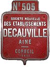 Name plate of the Decauville company