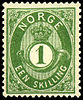 Norwegische 1 Schilling-Briefmarke von 1872