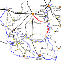 A Szabadka–Zenta–Óbecse-vasútvonal útvonala