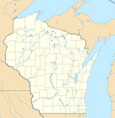 Mapa konturowa Wisconsin, na dole po prawej znajduje się punkt z opisem „West Allis”