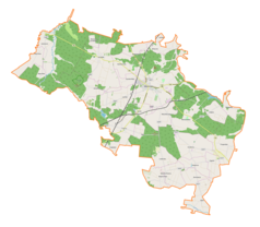 Mapa konturowa gminy Włoszczowa, po prawej znajduje się punkt z opisem „Nieznanowice”