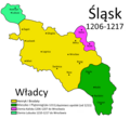 1206–1217      Henryk I Brodaty      Władysław Odonic      ziemia lubuska, 1210      Mieszko I Plątonogi, od 1211 Kazimierz I opolski