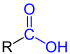 Allgemeine Struktur der Monocarbonsäure mit der blau markierten Carboxy-Funktion