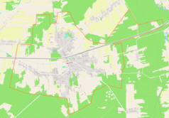 Mapa konturowa Cegłowa, w centrum znajduje się punkt z opisem „Parafia św. Jana Chrzciciela i św. Andrzeja Apostoła w Cegłowie”