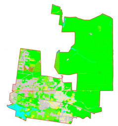 Mapa konturowa gminy Grabówka, blisko prawej krawiędzi znajduje się punkt z opisem „Stary Majdan”