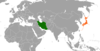 Location map for Iran and Japan.