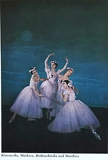 PKrassovska, Markova, Riabouchinska and Danilova in the ballet,