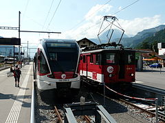 Zentralbahn trains in tracks 1 and 2, after station remodelling