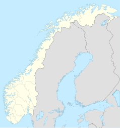 Mapa konturowa Norwegii, po lewej znajduje się punkt z opisem „Norweski&nbsp;Uniwersytet Naukowo-Techniczny”