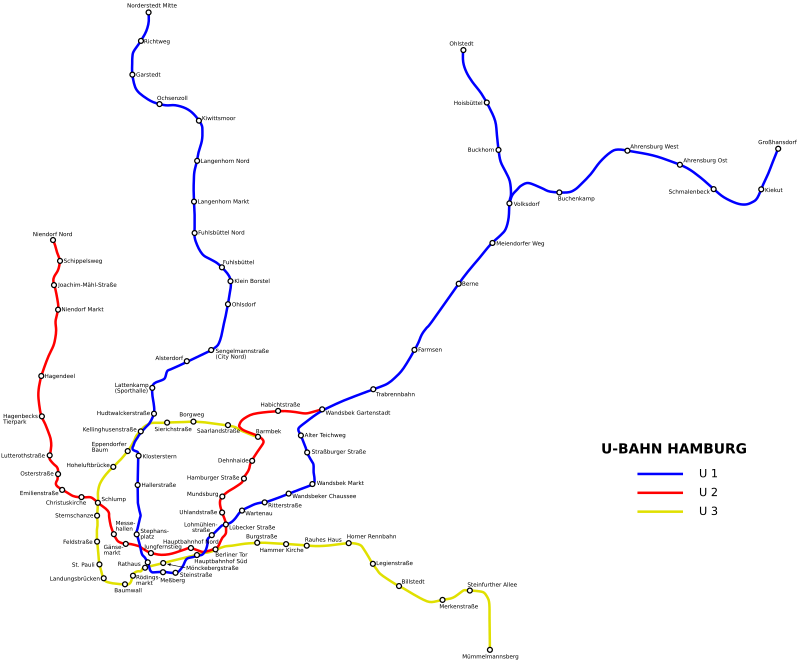 Liniennetz der Hamburger U-Bahn