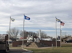 Statue of Vilhelm Moberg in downtown Chisago City