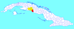 Cumanayagua municipality (red) within Cienfuegos Province (yellow) and Cuba