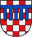 von Silber und Rot dreißigmal geschacht (Wappen von Bad Honnef)