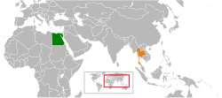 Map indicating locations of Egypt and Thailand