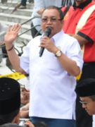 Malaysian Mighty Bumiputera Party president, Ibrahim Ali in 2014 addressing to a crowd in Putrajaya.