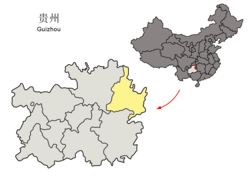 Location of Tongren City jurisdiction in Guizhou